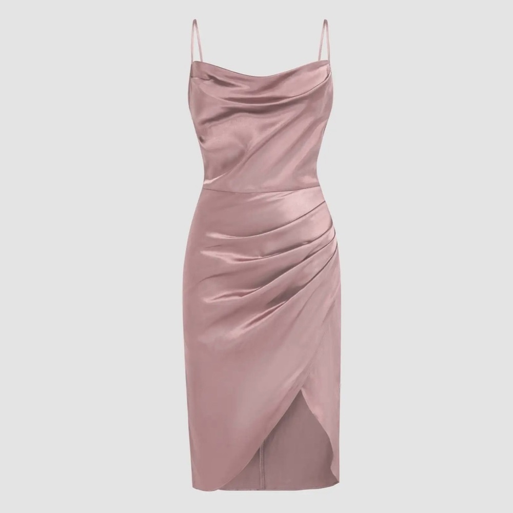Cider Pink Satin Midi Dress